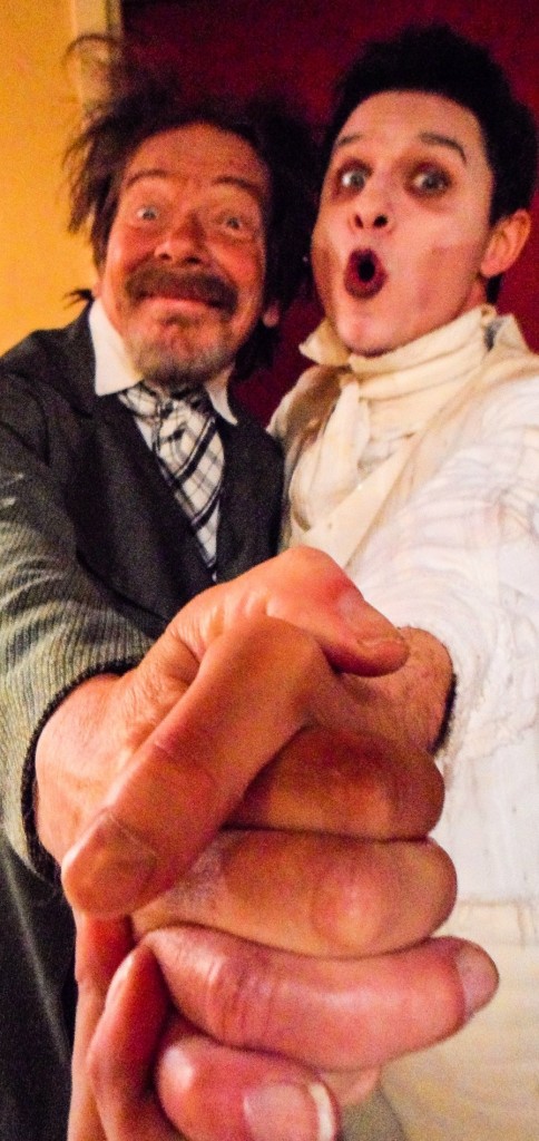 Rusty Salling, left, and Niall McGinty ham it up during a break in "A Christmas Carol" last year. (Photo courtesy of Niall McGinty)
