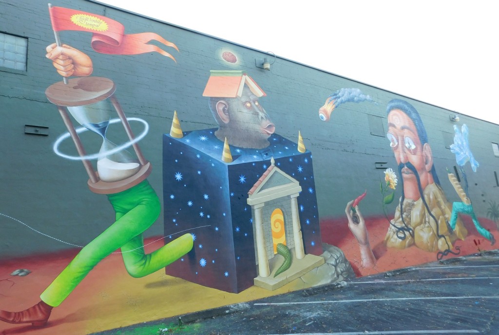 The completed mural on the Market Street Pub wall by Interesni Kazki. Photo by Gainesville Downtown