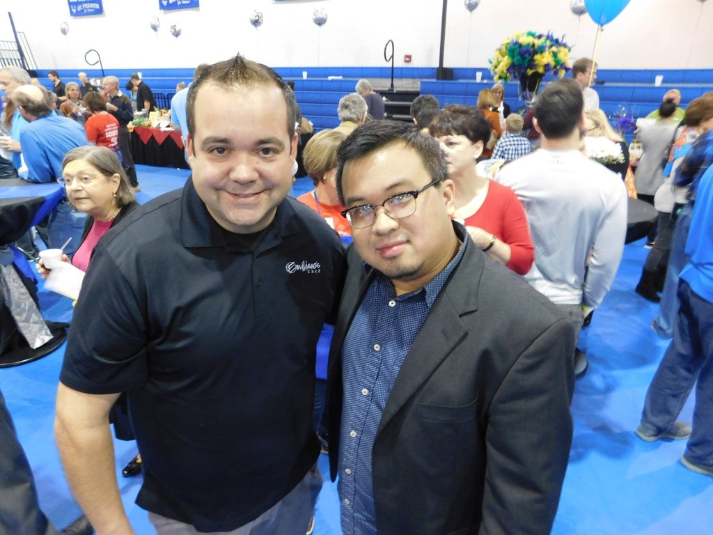 Diego Ibanez, left, of Emilianos Café and Ken Peng at the Souper Fun Sunday. Photo by Gainesville Downtown)