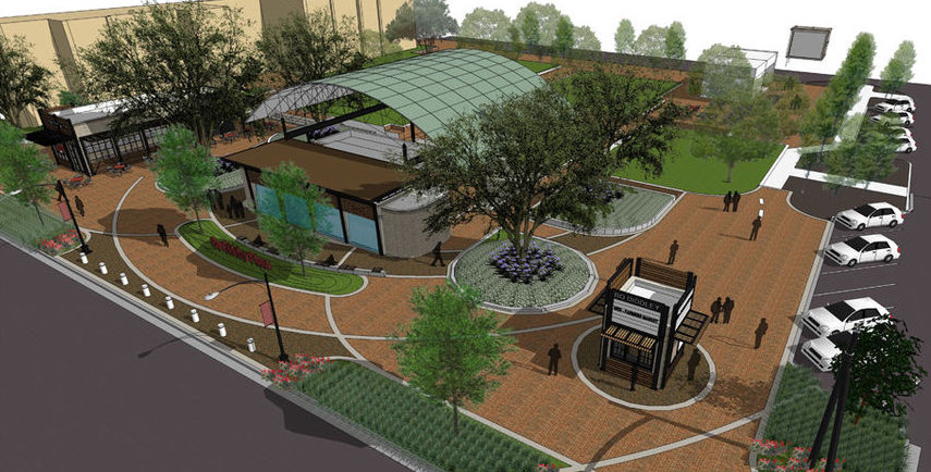 An artists rendering of the completed Bo Diddley Plaza.