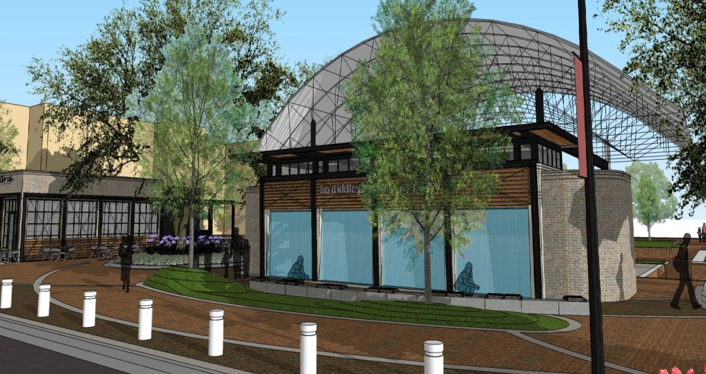 An artists rendering of the new "front porch" of the Bo Diddley Plaza.