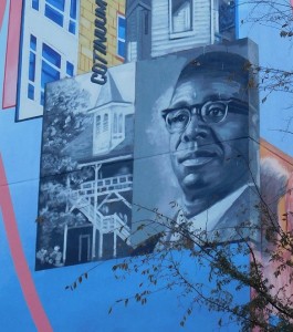 A. Quinn Jones and Union Academy, as depicted on the mural by Gaia on the Southwest Parking Garage. Photo by Gainesville Downtown)