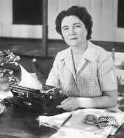 Marjorie Kinnan Rawlings at her typewriter in Cross Creek.