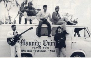 Bernie Leadon and Don Felder cut their musical teeth with The Maundy Quintet, whose band van was sponsored by Lipham Music Store. The band played for "Quilting Bees, Funerals and Wild Parties."