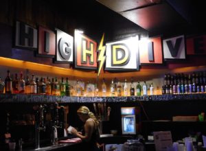 The inside bar at High Dive offers beer, wine and specialty drinks.