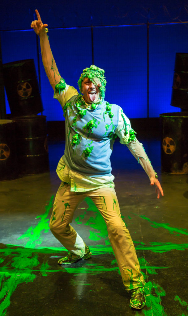 James Gish gets to kick some butt as the Toxic Avenger. (Photo by Michael A. Eaddy)