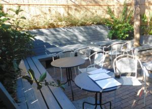 The outdoor patio at Alpin makes an attractive option for socializing.