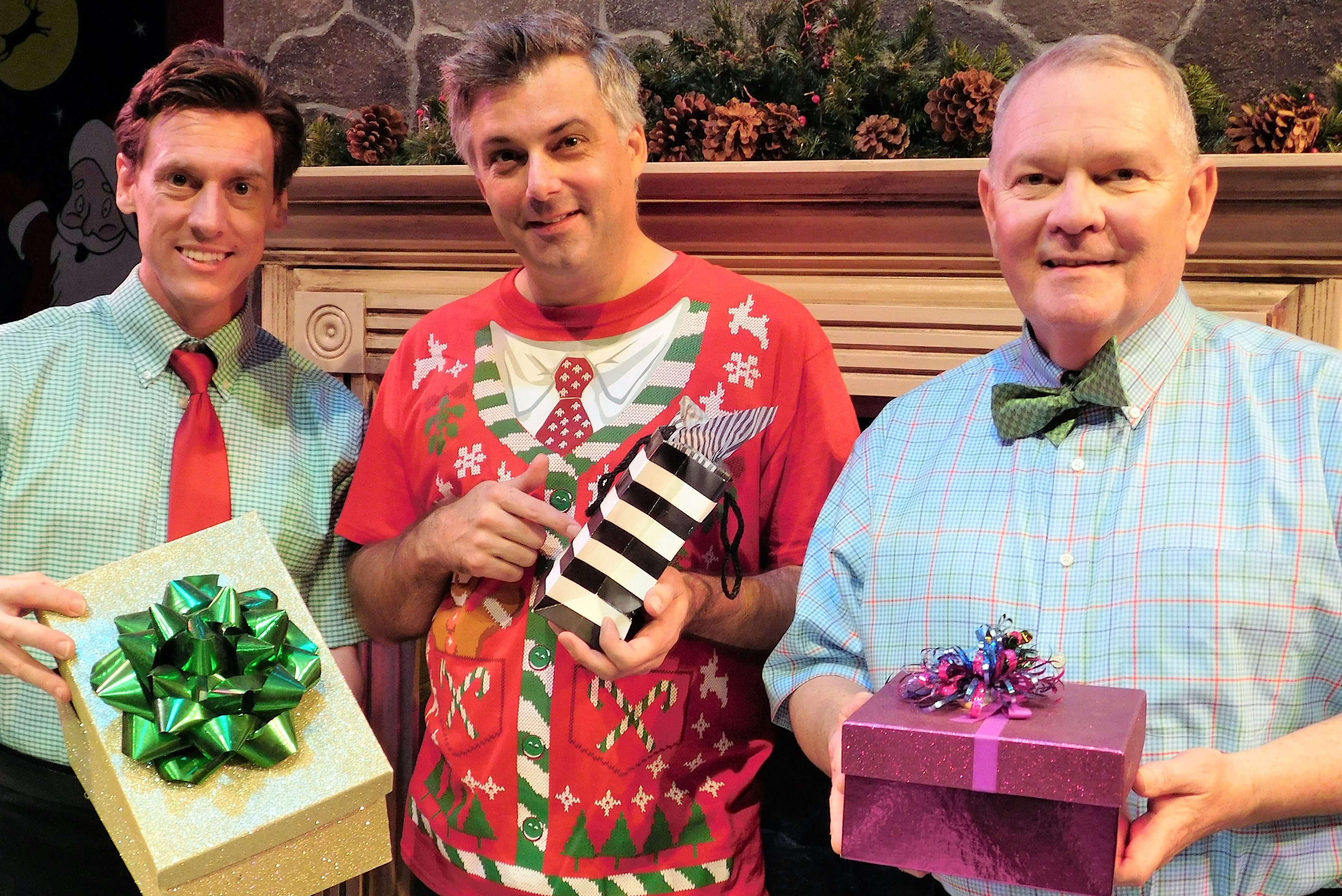 From left, David Patrick Ford, Matthew Lindsay and Mark Chambers offer tidings of good cheer during The Ultimate Christmas Show Abridged) 